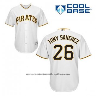 Camiseta Beisbol Hombre Pittsburgh Pirates Tony Sanchez 26 Blanco Primera Cool Base