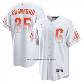 Camiseta Beisbol Hombre San Francisco Giants Brandon Crawford 2021 City Connect Replica Blanco