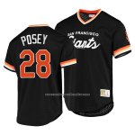 Camiseta Beisbol Hombre San Francisco Giants Buster Posey Cooperstown Collection Script Fashion Negro