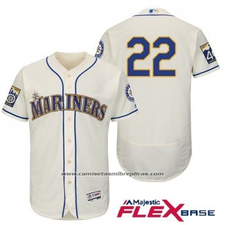 Camiseta Beisbol Hombre Seattle Mariners 22 Robinson Cano Crema 2017 Flex Base
