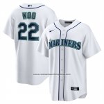 Camiseta Beisbol Hombre Seattle Mariners Bryan Woo Primera Replica Blanco