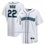 Camiseta Beisbol Hombre Seattle Mariners Bryan Woo Primera Replica Blanco