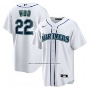 Camiseta Beisbol Hombre Seattle Mariners Bryan Woo Primera Replica Blanco