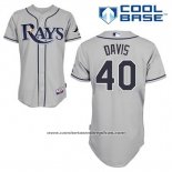 Camiseta Beisbol Hombre Tampa Bay Rays Wade Davis 40 Gris Cool Base