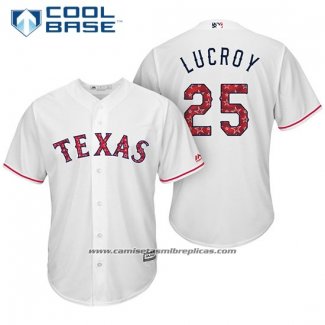 Camiseta Beisbol Hombre Texas Rangers 2017 Estrellas y Rayas Jonathan Lucroy Blanco Cool Base