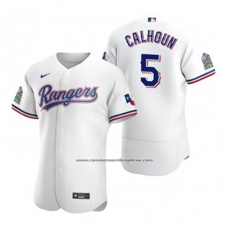 Camiseta Beisbol Hombre Texas Rangers Willie Calhoun Autentico Primera Blanco