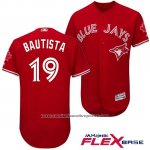 Camiseta Beisbol Hombre Toronto Blue Jays 19 Jose Bautista Scarlet 2017 Flex Base