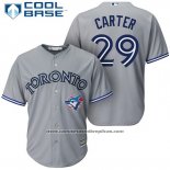 Camiseta Beisbol Hombre Toronto Blue Jays 29 Joe Carter Gris Cool Base Collection