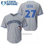 Camiseta Beisbol Hombre Toronto Blue Jays Brett Cecil 27 Gris Cool Base