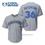 Camiseta Beisbol Hombre Toronto Blue Jays Drew Hutchison 36 Gris Cool Base