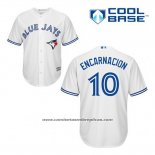 Camiseta Beisbol Hombre Toronto Blue Jays Edwin Encarnacion 10 Blanco Primera Cool Base