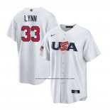 Camiseta Beisbol Hombre USA 2023 Lance Lynn Replica Blanco