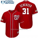 Camiseta Beisbol Hombre Washington Nationals 2017 Postemporada Max Scherzer Rojo Cool Base