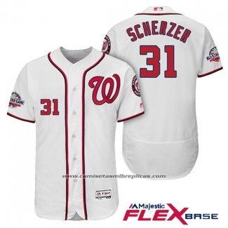 Camiseta Beisbol Hombre Washington Nationals Max Scherzer Blanco 2018 All Star Primera Flex Base