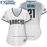 Camiseta Beisbol Mujer Arizona Diamondbacks 2017 Postemporada 21 Zack Greinke Blanco Cool Base