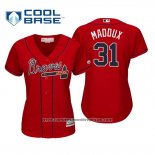 Camiseta Beisbol Mujer Atlanta Braves Greg Maddux Cool Base Alterno 2019 Rojo
