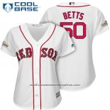 Camiseta Beisbol Mujer Boston Red Sox 2017 Postemporada 50 Mookie Betts Blanco Cool Base