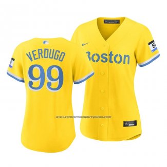 Camiseta Beisbol Mujer Boston Red Sox Alex Verdugo 2021 City Connect Replica Oro