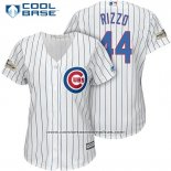 Camiseta Beisbol Mujer Chicago Cubs 2017 Postemporada 44 Anthony Rizzo Blanco Cool Base