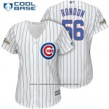 Camiseta Beisbol Mujer Chicago Cubs 2017 Postemporada 56 Hector Rondon Blanco Cool Base