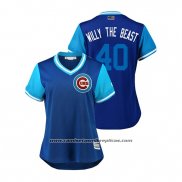 Camiseta Beisbol Mujer Chicago Cubs Willson Contreras 2018 LLWS Players Weekend Willy The Beast Azul