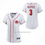 Camiseta Beisbol Mujer Cincinnati Reds Kebryan Hayes Primera Replica Blanco