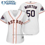 Camiseta Beisbol Mujer Houston Astros 2017 World Series Campeones Charlie Morton Blanco Cool Base
