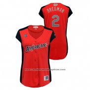 Camiseta Beisbol Mujer Houston Astros 2019 All Star Workout American League Alex Bregman Rojo