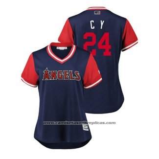 Camiseta Beisbol Mujer Los Angeles Angels Chris Young 2018 LLWS Players Weekend C Y Azul