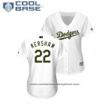 Camiseta Beisbol Mujer Los Angeles Dodgers Clayton Kershaw 2018 Dia de los Caidos Cool Base Blanco