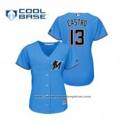 Camiseta Beisbol Mujer Miami Marlins Starlin Castro Cool Base 2019 Azul