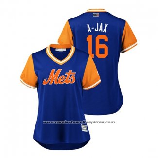 Camiseta Beisbol Mujer New York Mets Austin Jackson 2018 LLWS Players Weekend A Jax Azul