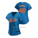 Camiseta Beisbol Mujer New York Mets Jacob Degrom 2020 Replica Alterno Azul