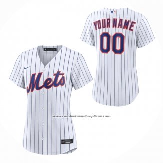Camiseta Beisbol Mujer New York Mets Primera Replica Personalizada Blanco