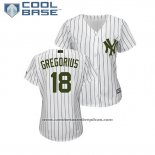 Camiseta Beisbol Mujer New York Yankees Didi Gregorius 2018 Dia de los Caidos Cool Base Blanco