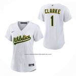 Camiseta Beisbol Mujer Oakland Athletics Denzel Clarke Primera Replica Blanco