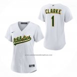 Camiseta Beisbol Mujer Oakland Athletics Denzel Clarke Primera Replica Blanco
