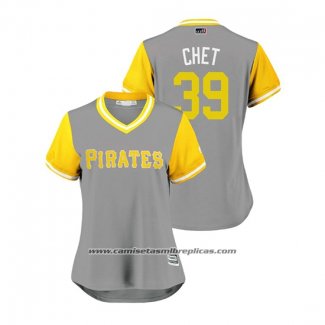 Camiseta Beisbol Mujer Pittsburgh Pirates Chad Kuhl 2018 LLWS Players Weekend Chet Gris