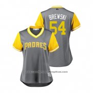 Camiseta Beisbol Mujer San Diego Padres Colten Brewer 2018 LLWS Players Weekend Brewski Gris