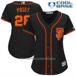Camiseta Beisbol Mujer San Francisco Giants 28 Buster Posey Negro 2017 Cool Base