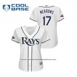 Camiseta Beisbol Mujer Tampa Bay Rays Austin Meadows 2019 Postemporada Cool Base Blanco