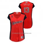 Camiseta Beisbol Mujer Texas Texas Rangers 2019 All Star Workout American League Joey Gallo Rojo