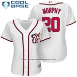 Camiseta Beisbol Mujer Washington Nationals 20 Daniel Murphy Blanco 2017 Cool Base