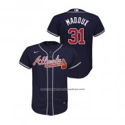 Camiseta Beisbol Nino Atlanta Braves Greg Maddux Replica Alterno Azul