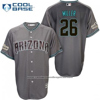 Camiseta Beisbol Hombre Arizona Diamondbacks 2017 Postemporada 26 Shelby Miller Gris Cool Base