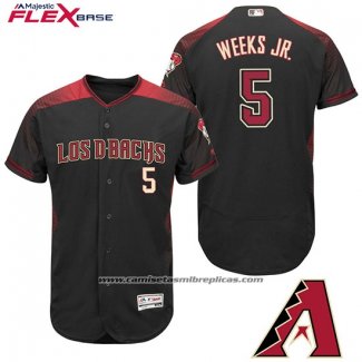 Camiseta Beisbol Hombre Arizona Diamondbacks 5 Rickie Weeks Jr. Negro Hispanic Heritage Flex Base