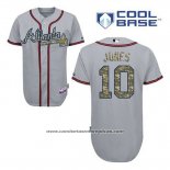 Camiseta Beisbol Hombre Atlanta Braves 10 Chipper Jones Gris Usmc Cool Base