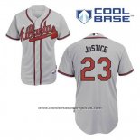 Camiseta Beisbol Hombre Atlanta Braves 23 David Justice Gris Cool Base