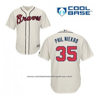 Camiseta Beisbol Hombre Atlanta Braves 35 Phil Niekro Crema Alterno Cool Base