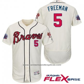 Camiseta Beisbol Hombre Atlanta Braves 5 Frojodie Freeman Braves Crema 2017 All Star Flex Base